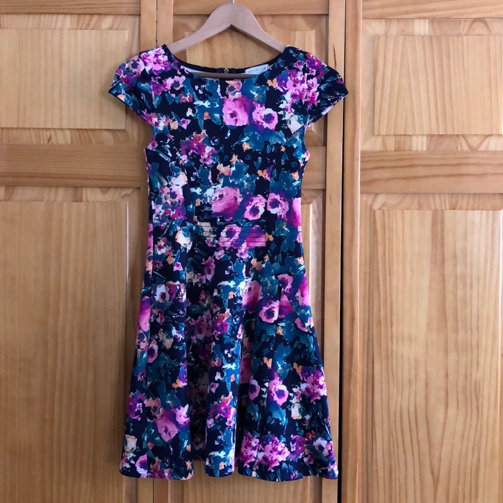 Short sleeve short length floral dress